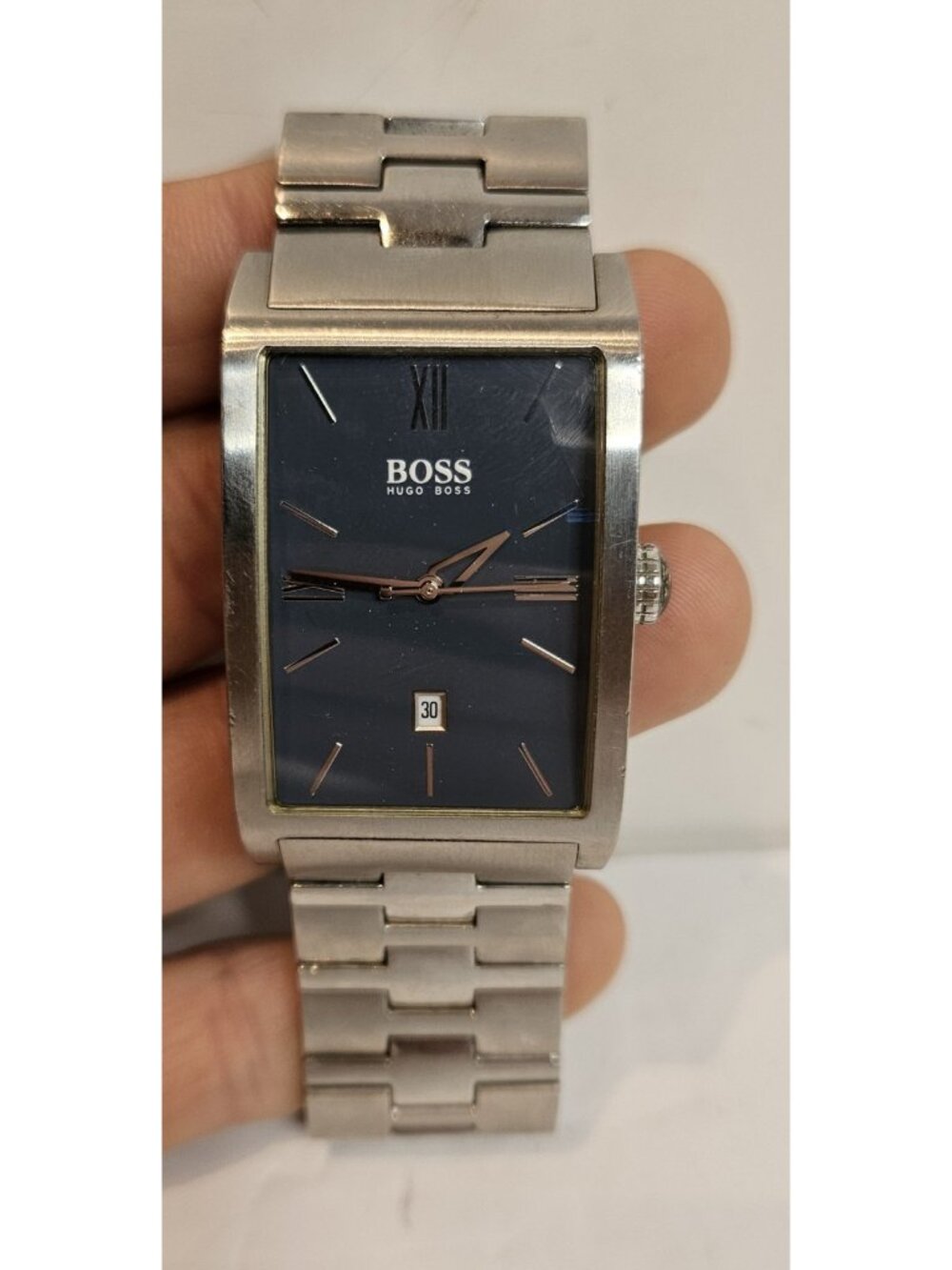 Hugo Boss Tank Watch Stainless Steel Water Resistant  * Needs New Battery